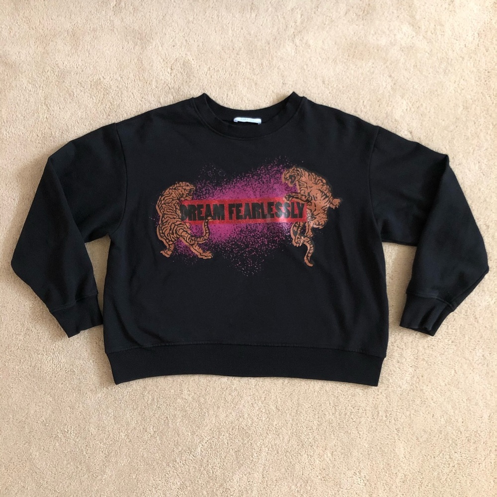 Zara Black Dream Fearlessly Tiger Sweatshirt Small